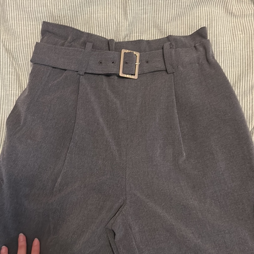 EUC DKNY tailored ruched paperbag high rise elastic waist pants with belt - Picture 12 of 13